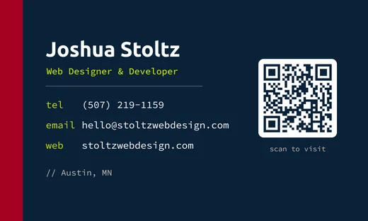 A Stoltz Web Design business card