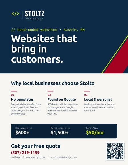 A Stoltz Web Design flyer