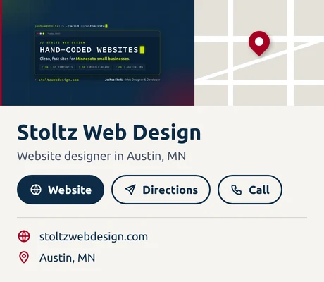 Example of a Google Business Profile for Stoltz Web Design